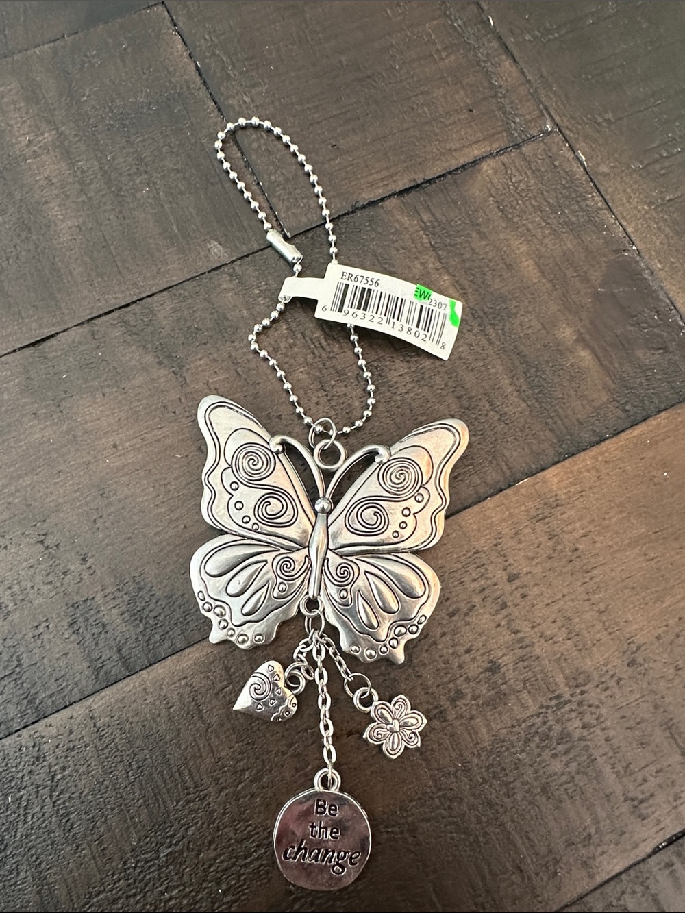 GANZ Silver-Tone Butterfly Keychain with Charms